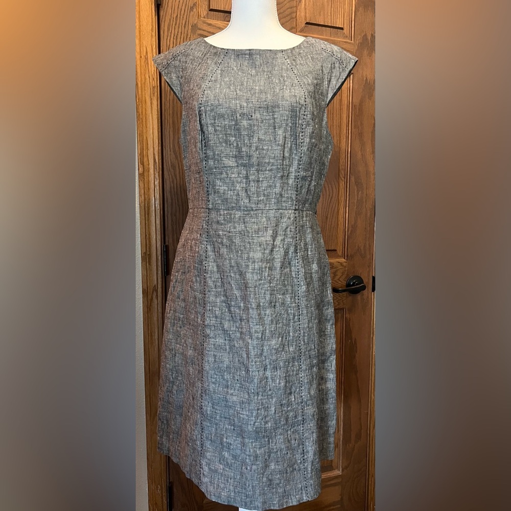 Mercer & Madison 100% LINEN Sleeveless Zipper Back Shift Dress 8